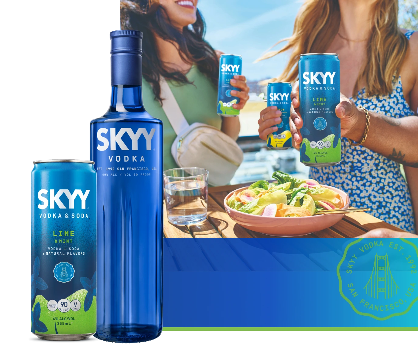 SKYY® Vodka & Soda Lime Mint canned cocktail | SKYY Vodka